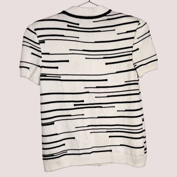 St John Womens Sweater Set Sz P White Black Short Sleeves and Tank‎ Summer Prep - Picture 3 of 13